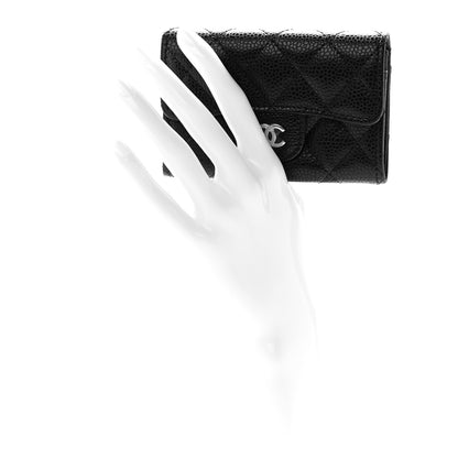 Chanel Caviar Quilted Flap Card Holder Wallet Black 2 of 9