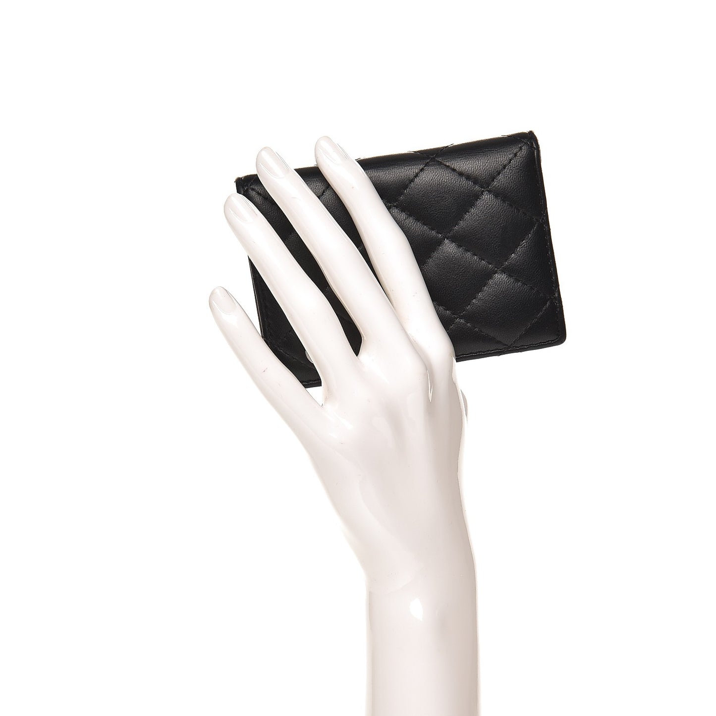 Lambskin Quilted Card Holder Wallet Black
