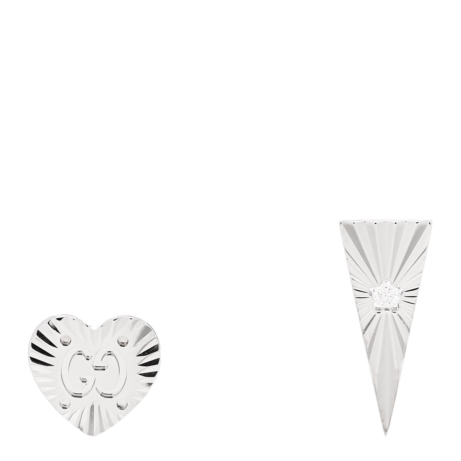 Gucci 18K White Gold Diamond Icon Asymmetric Stud Earrings 1 of 4