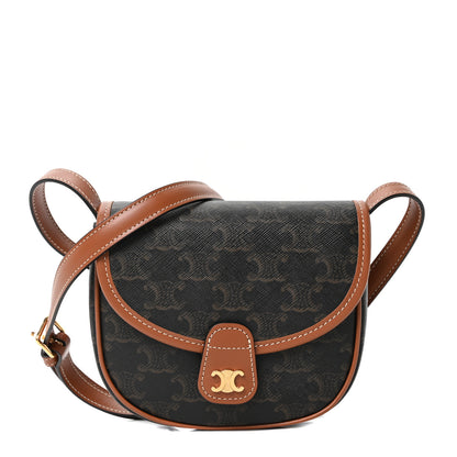 Celine Canvas Calfskin Triomphe Mini Besace Tan 1 of 9