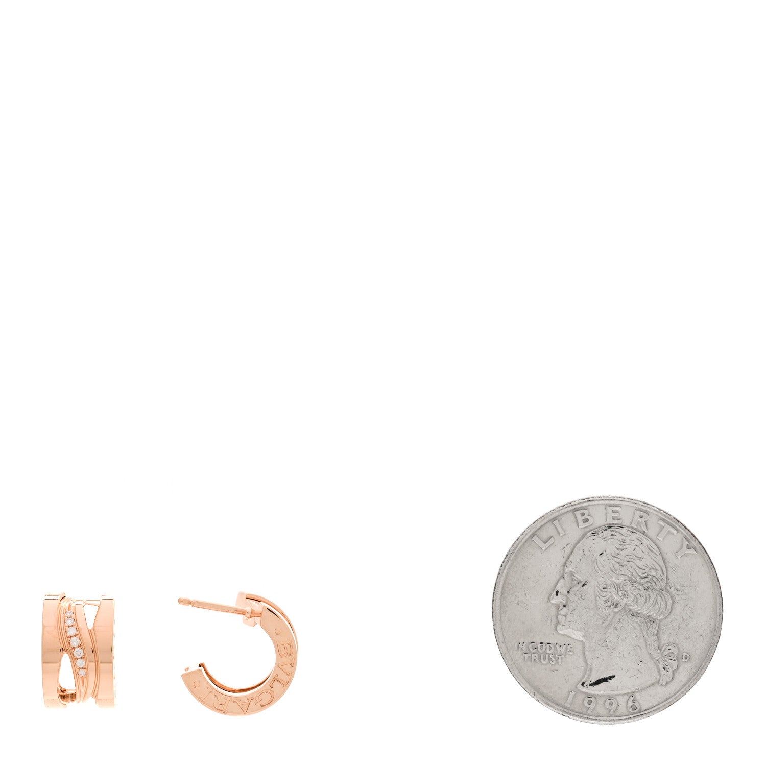 Bulgari 18K Rose Gold Diamond B.Zero1 Legend Hoop Earrings 2 of 7