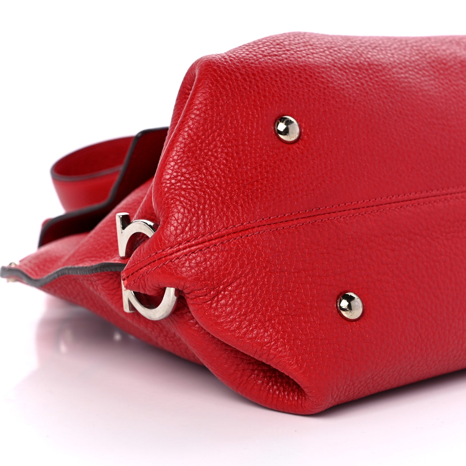 Salvatore Ferragamo Grained Calfskin Sofia Satchel Red 7 of 13