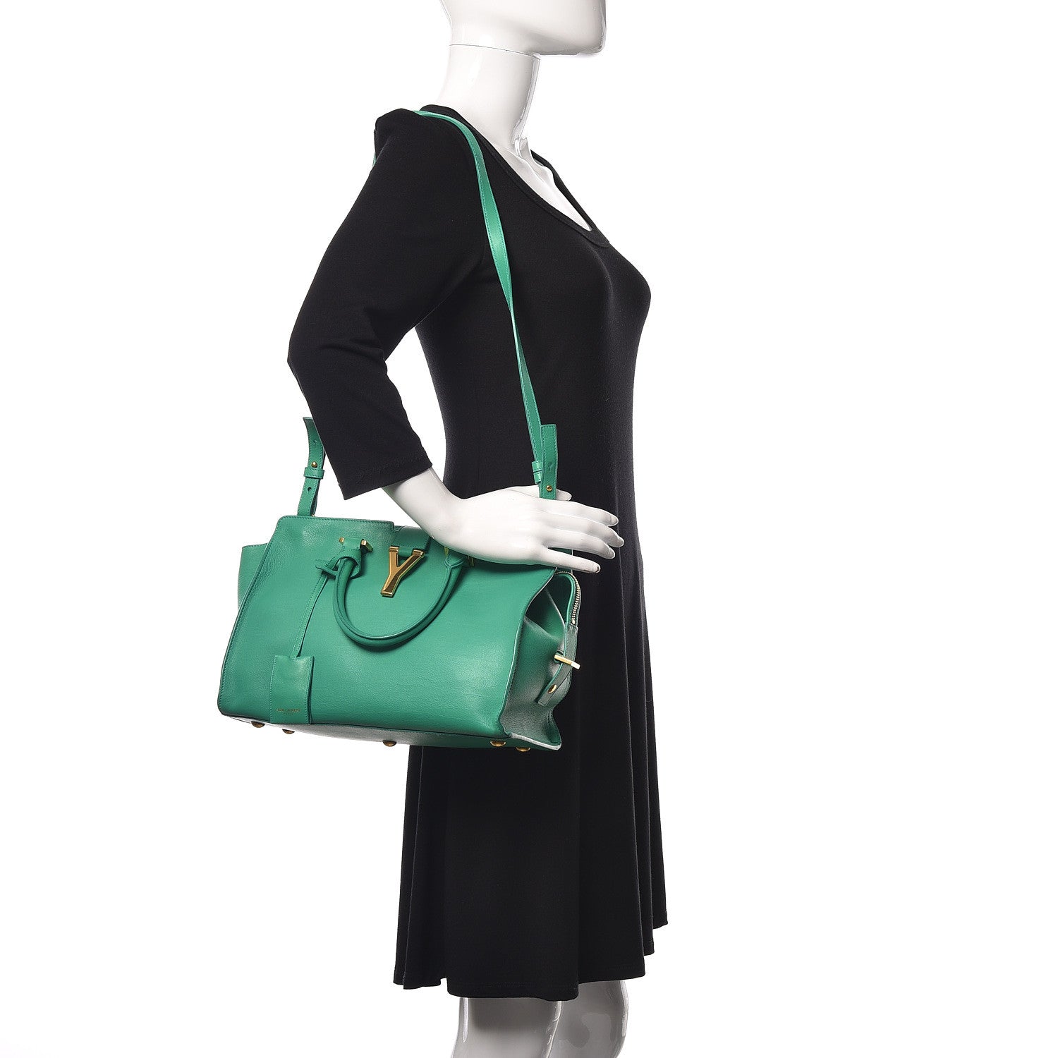 Saint Laurent Calfskin Small Classic Y Cabas Green 2 of 10