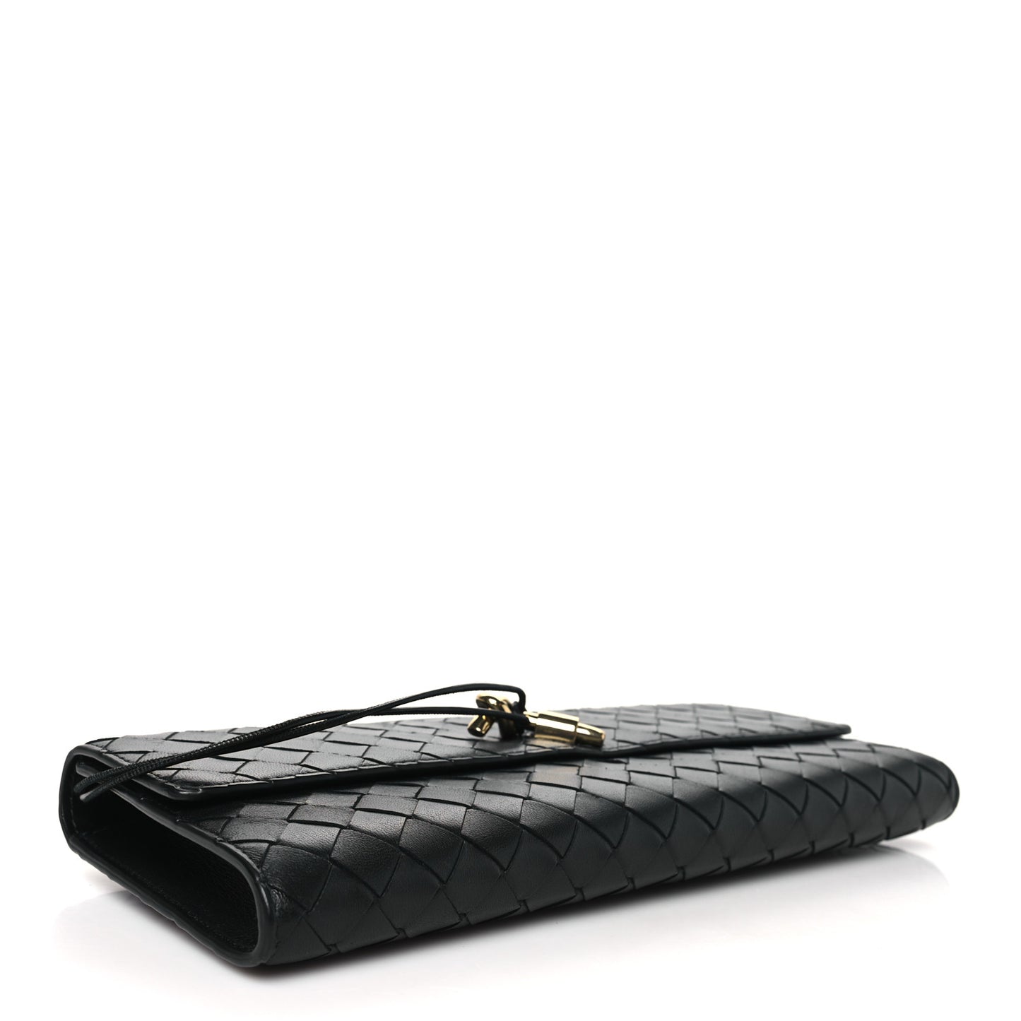 Nappa Intrecciato Long Andiamo Top Handle Clutch Black