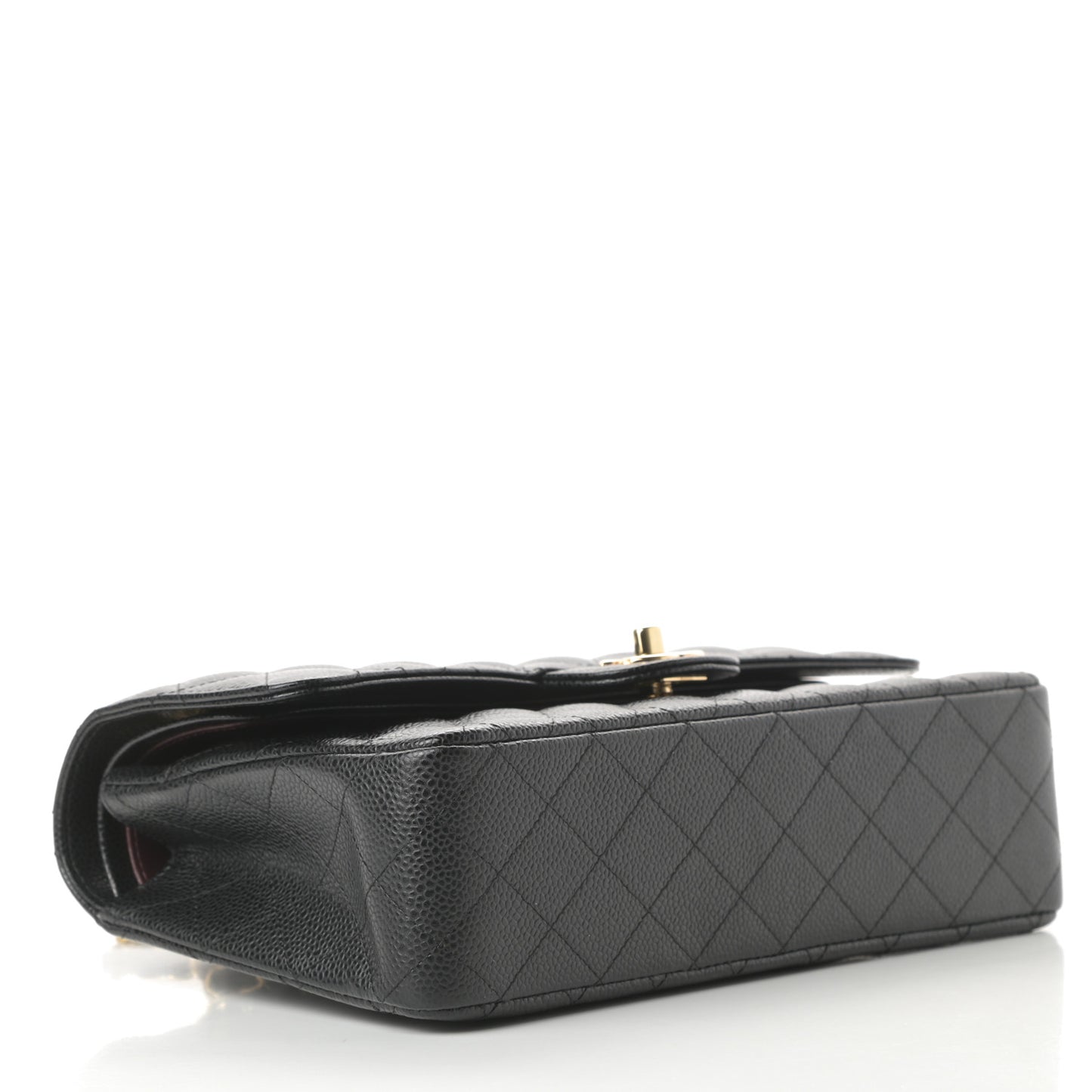 Caviar Quilted Medium Double Flap Black