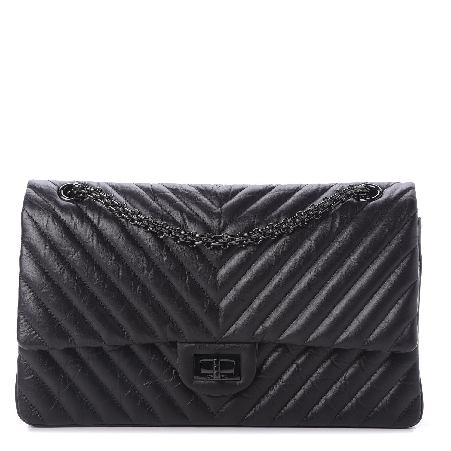 Chanel Aged Calfskin Chevron Quilted 2.55 Reissue 226 So Black 1 of 10
