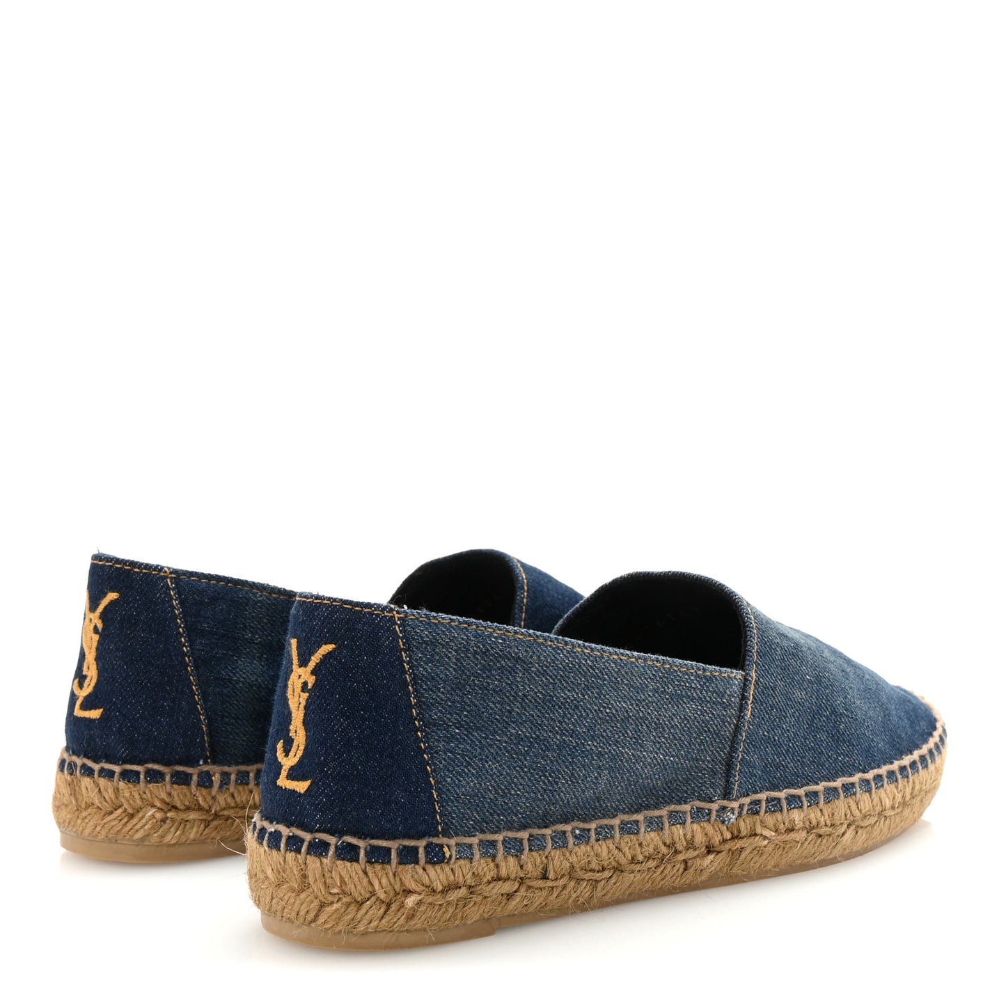 Denim Logo Embroidered Espadrilles 37.5 Deep Blue