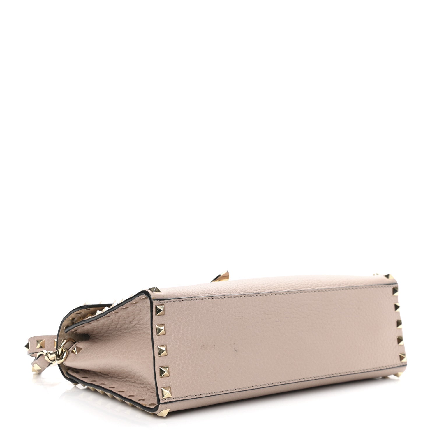 Valentino Garavani Pebbled Calfskin Small Rockstud Single Handle Flap Bag Poudre 4 of 14