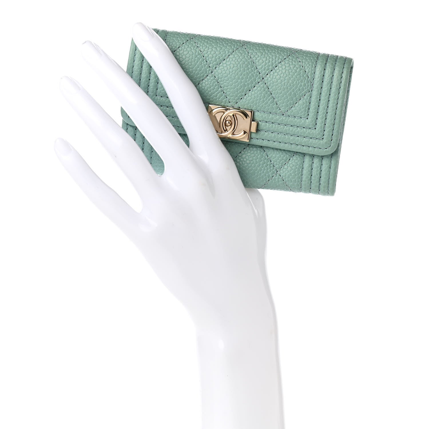 Chanel Caviar Quilted Boy Flap Card Holder Light Blue 2 of 9