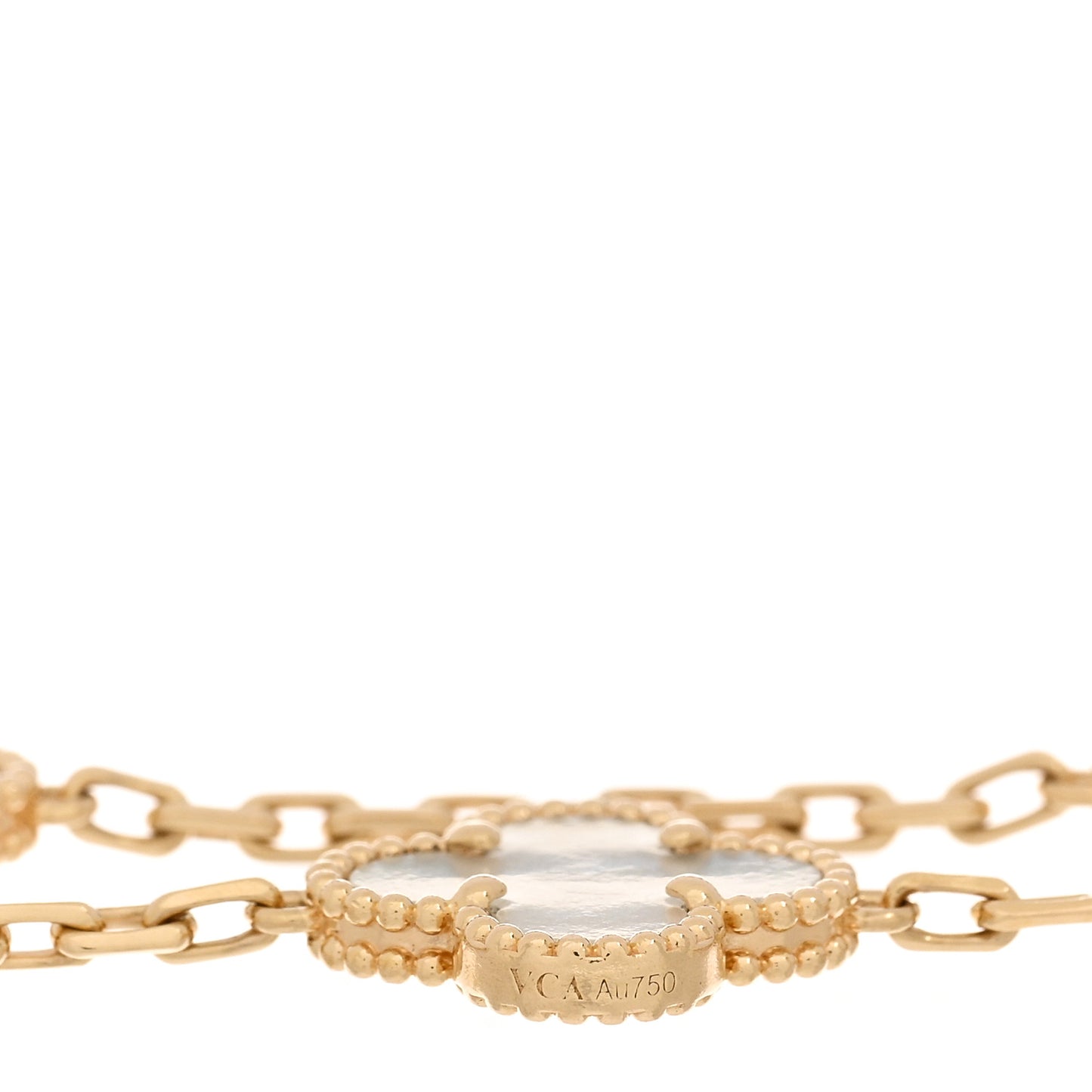 18K Yellow Gold Mother of Pearl 5 Motifs Vintage Alhambra Bracelet