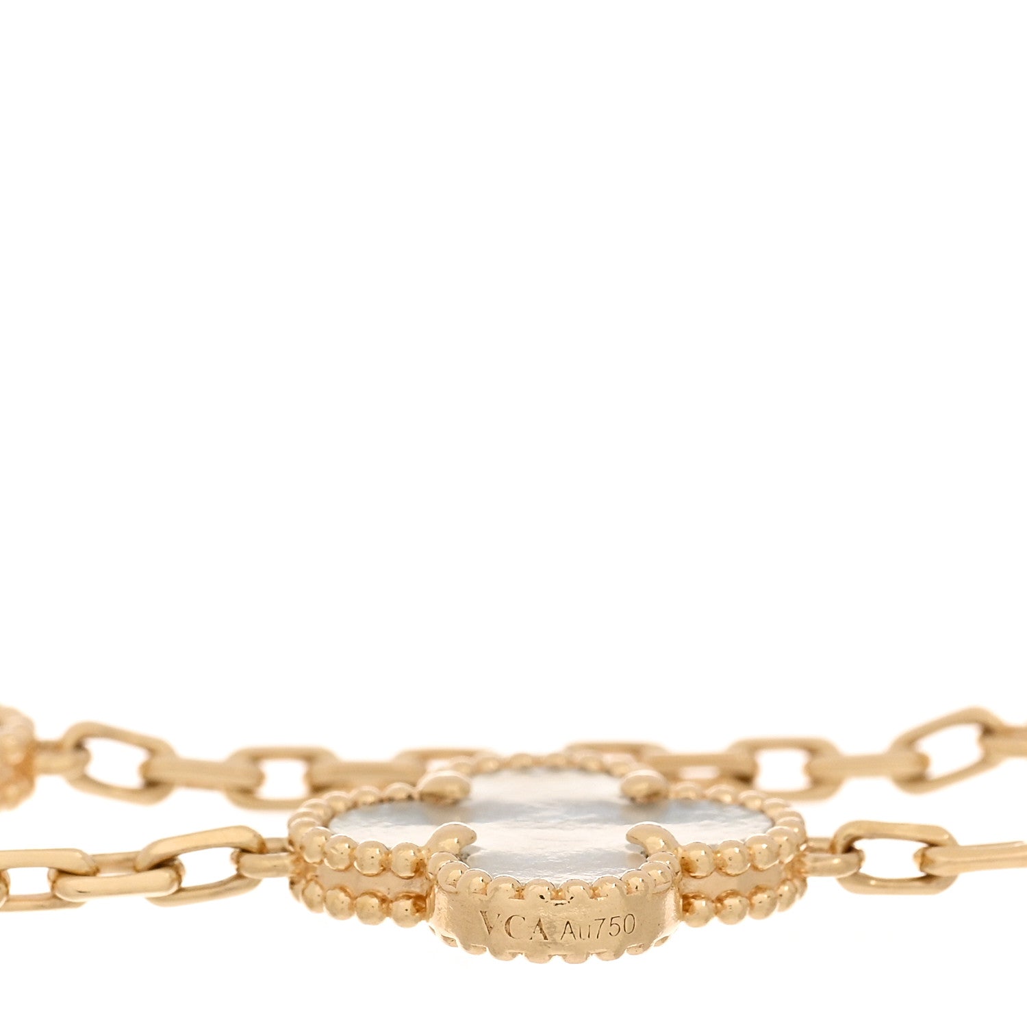 Van Cleef & Arpels 18K Yellow Gold Mother of Pearl 5 Motifs Vintage Alhambra Bracelet 3 of 4