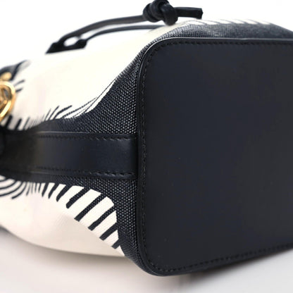 Fendi X JOSHUA VIDES Canvas Calfskin F is Fendi Mini Mon Tresor Bucket Bag White Black 5 of 11