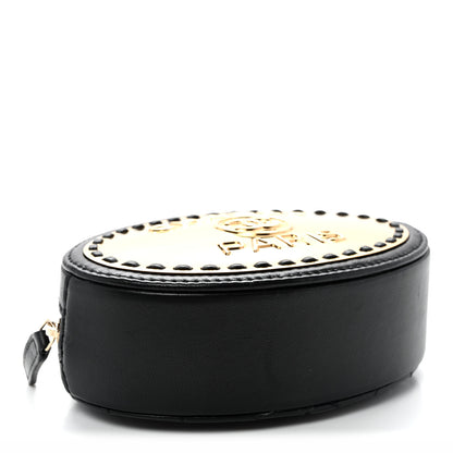 Chanel Lambskin Logo Plate Oval Clutch With Chain  Black 4 of 10