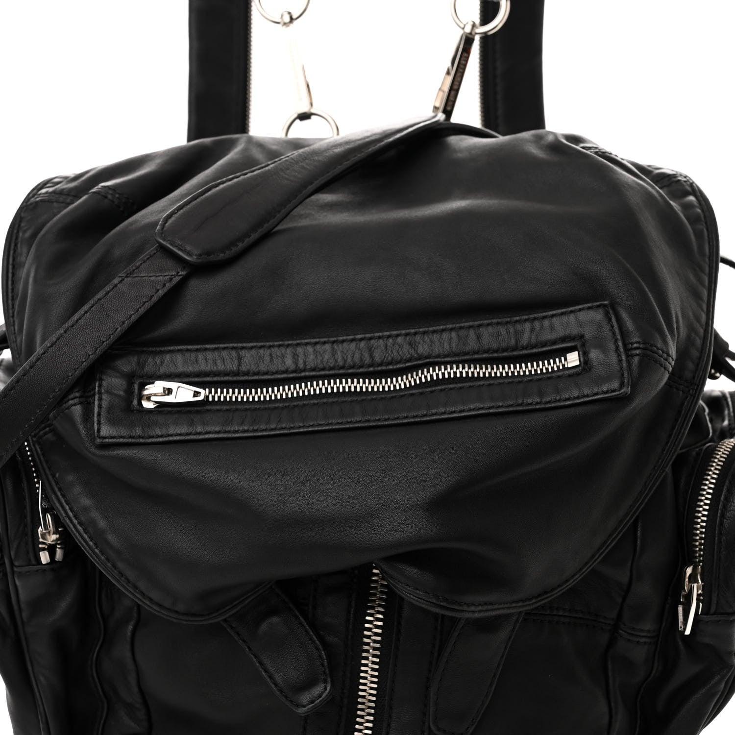 Alexander Wang Lambskin Marti Backpack Bag Washed Black Rhodium Hardware 7 of 9