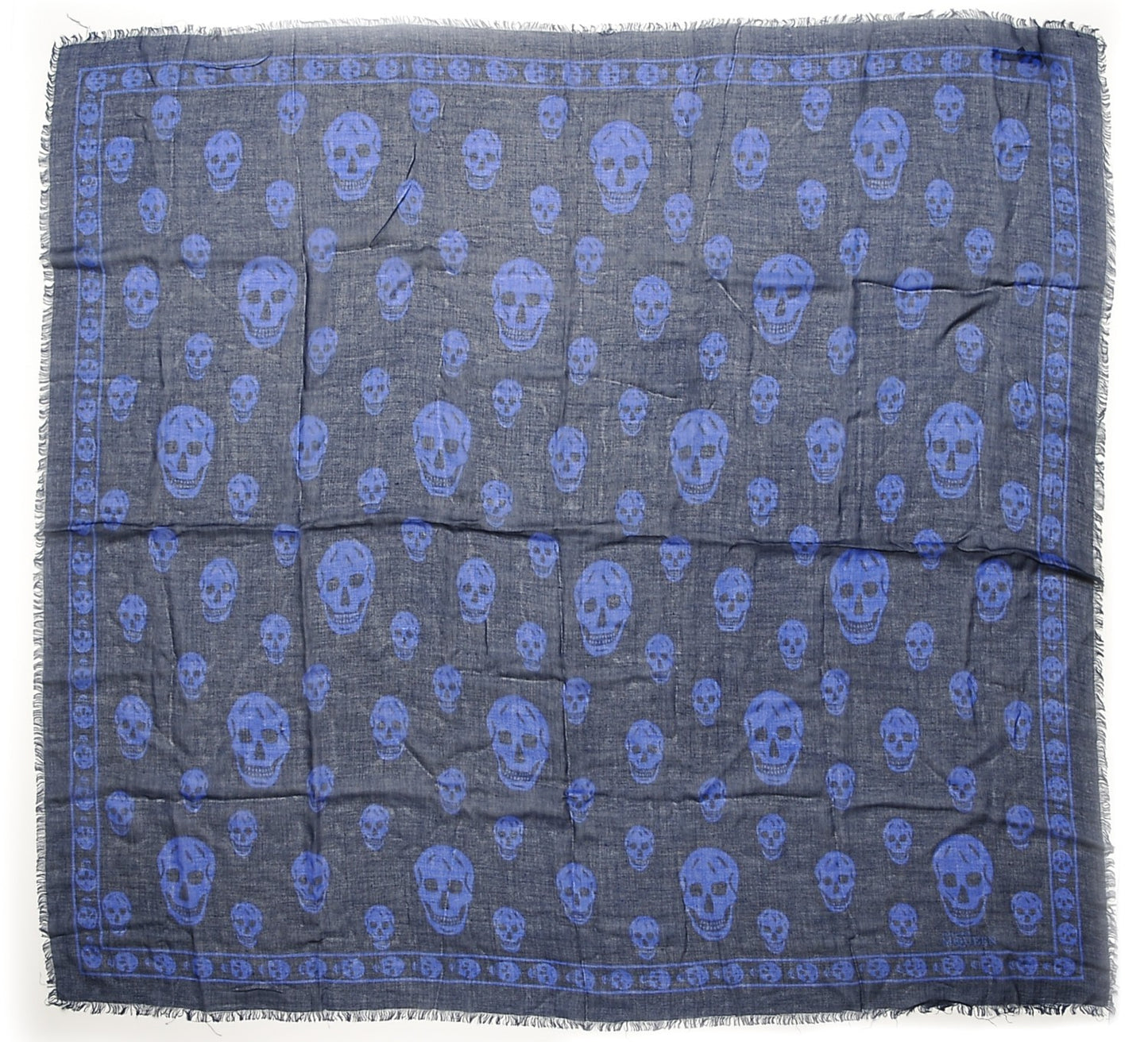 Modal Cashmere Skull Scarf Navy Royal Blue