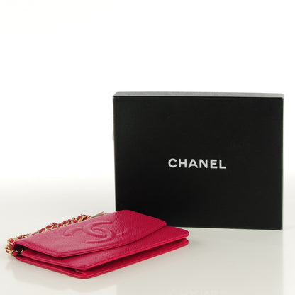 Chanel Caviar Timeless CC Wallet On Chain WOC Dark Fuchsia 4 of 9
