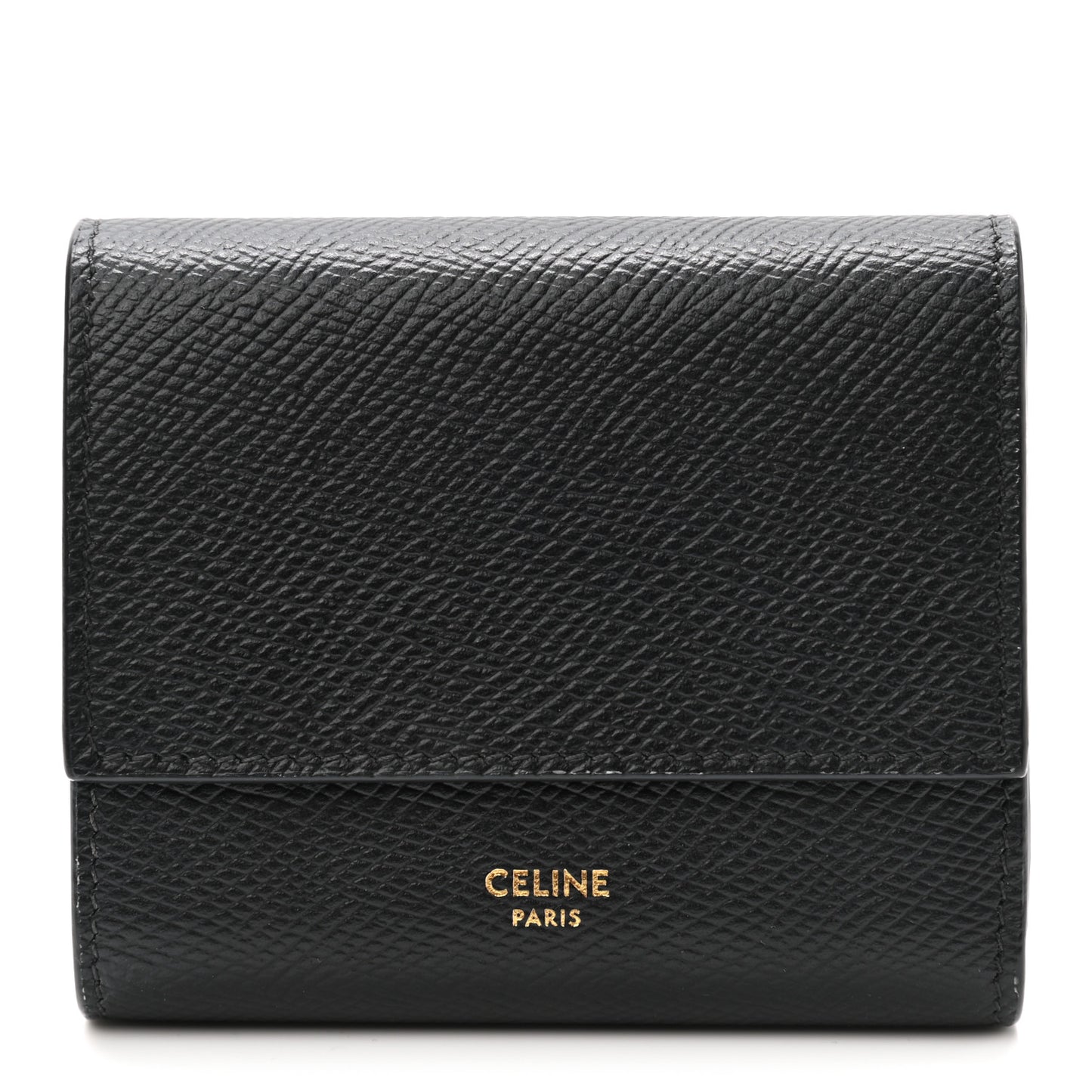 Grained Calfskin Small Multifunction Folded Wallet Black