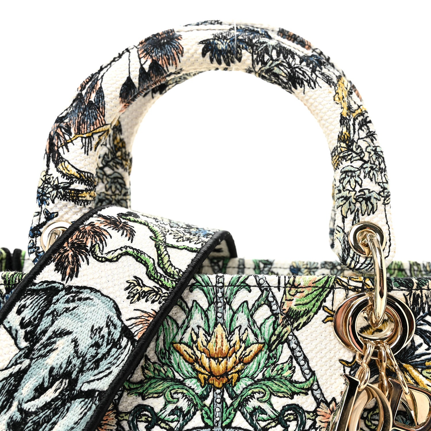 Christian Dior Canvas Embroidered Etoile de Voyage Medium Lady D-Lite Multicolor 7 of 9