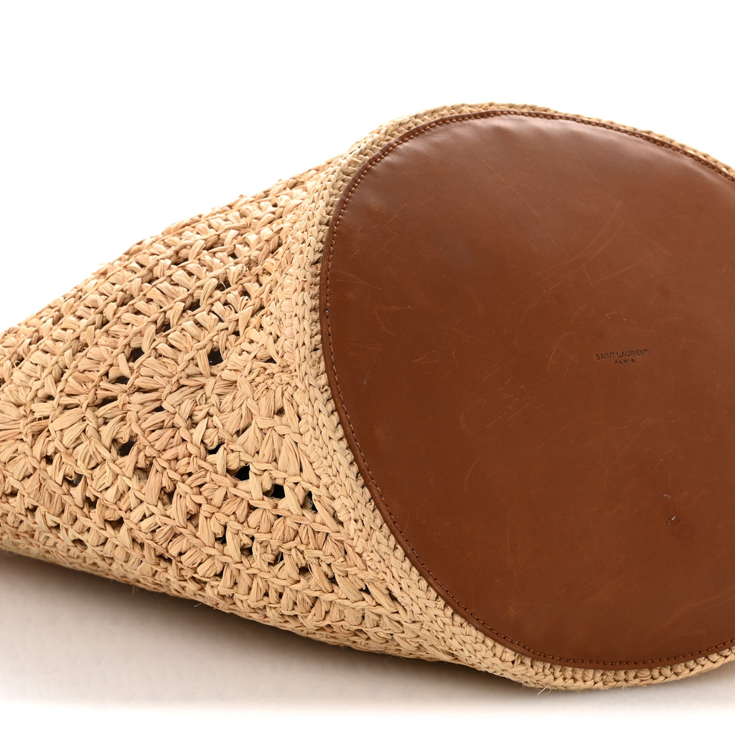 Raffia Calfskin Large Panier Tote Naturel