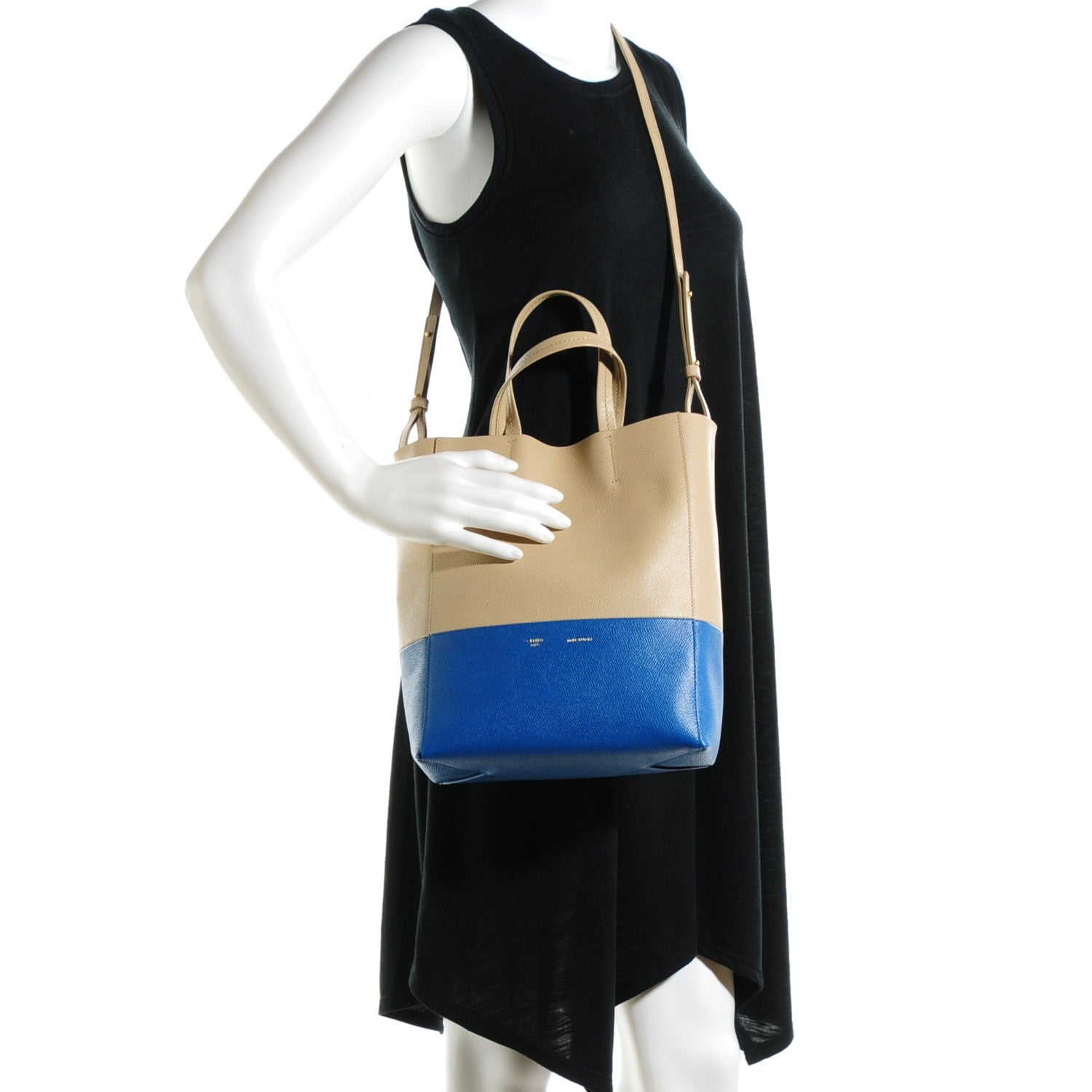 Celine Grained Calfskin Small Vertical Bi-Cabas Beige Sea 2 of 7