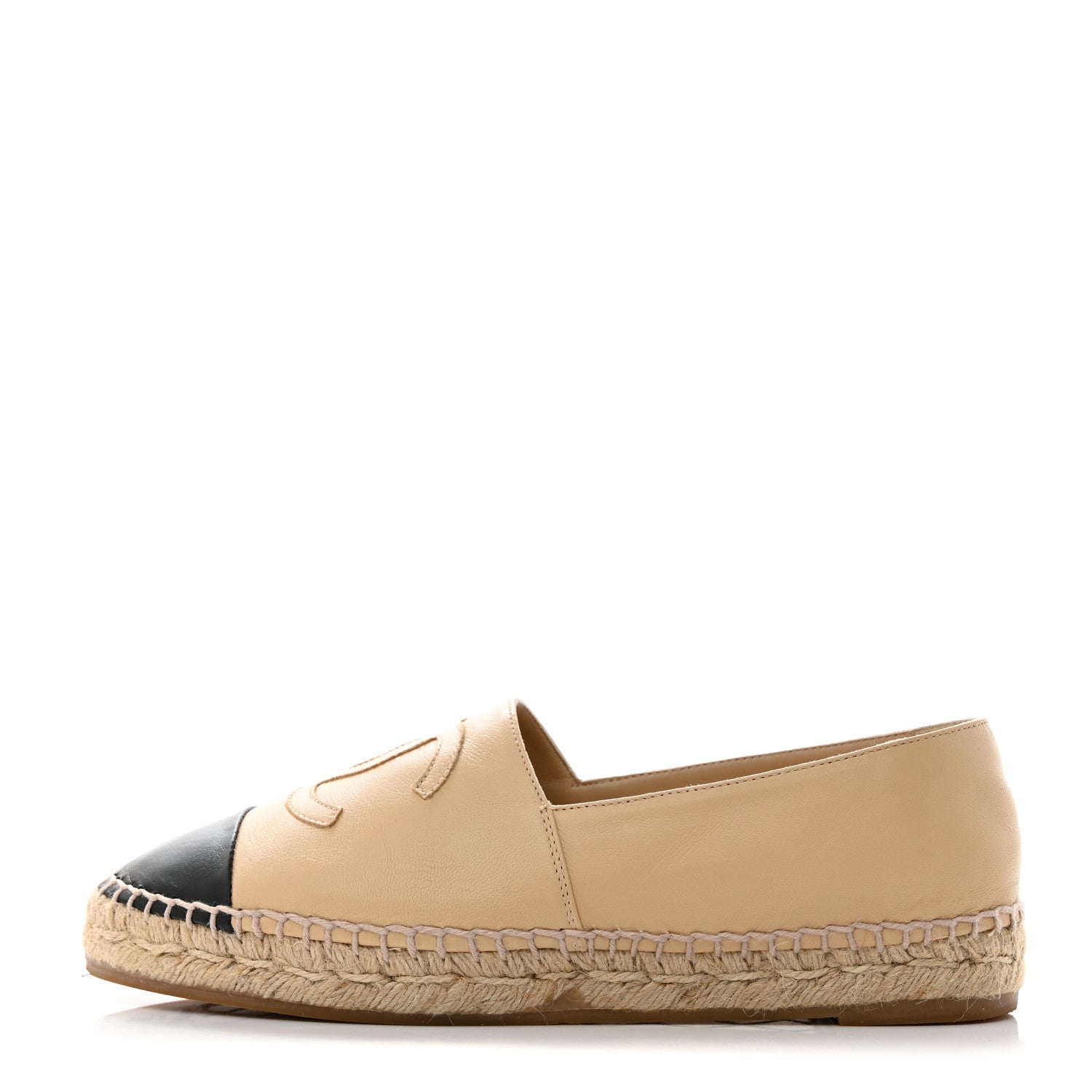 Chanel Lambskin CC Espadrilles 38 Beige Black 1 of 9