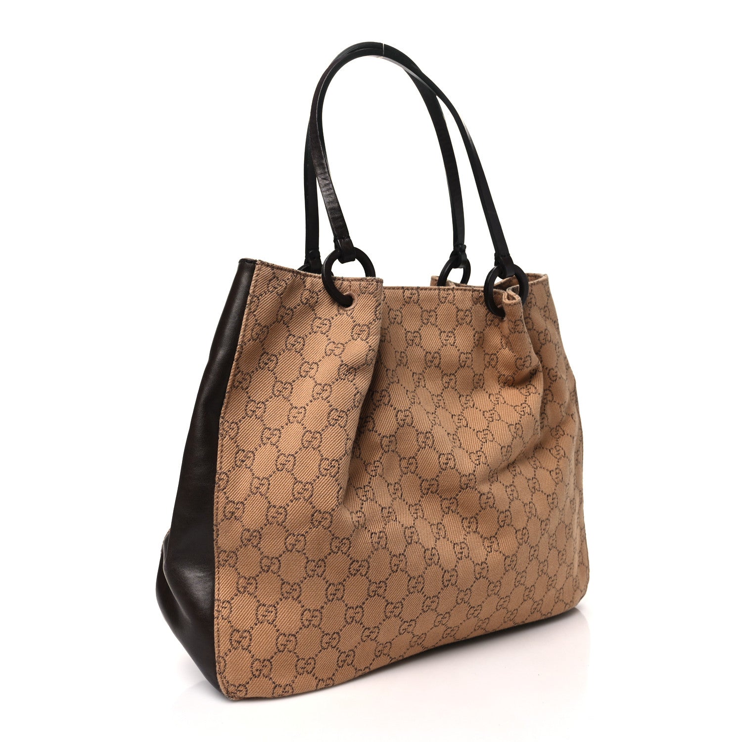 Gucci Denim Monogram Calfskin Tote Dark Brown 4 of 12