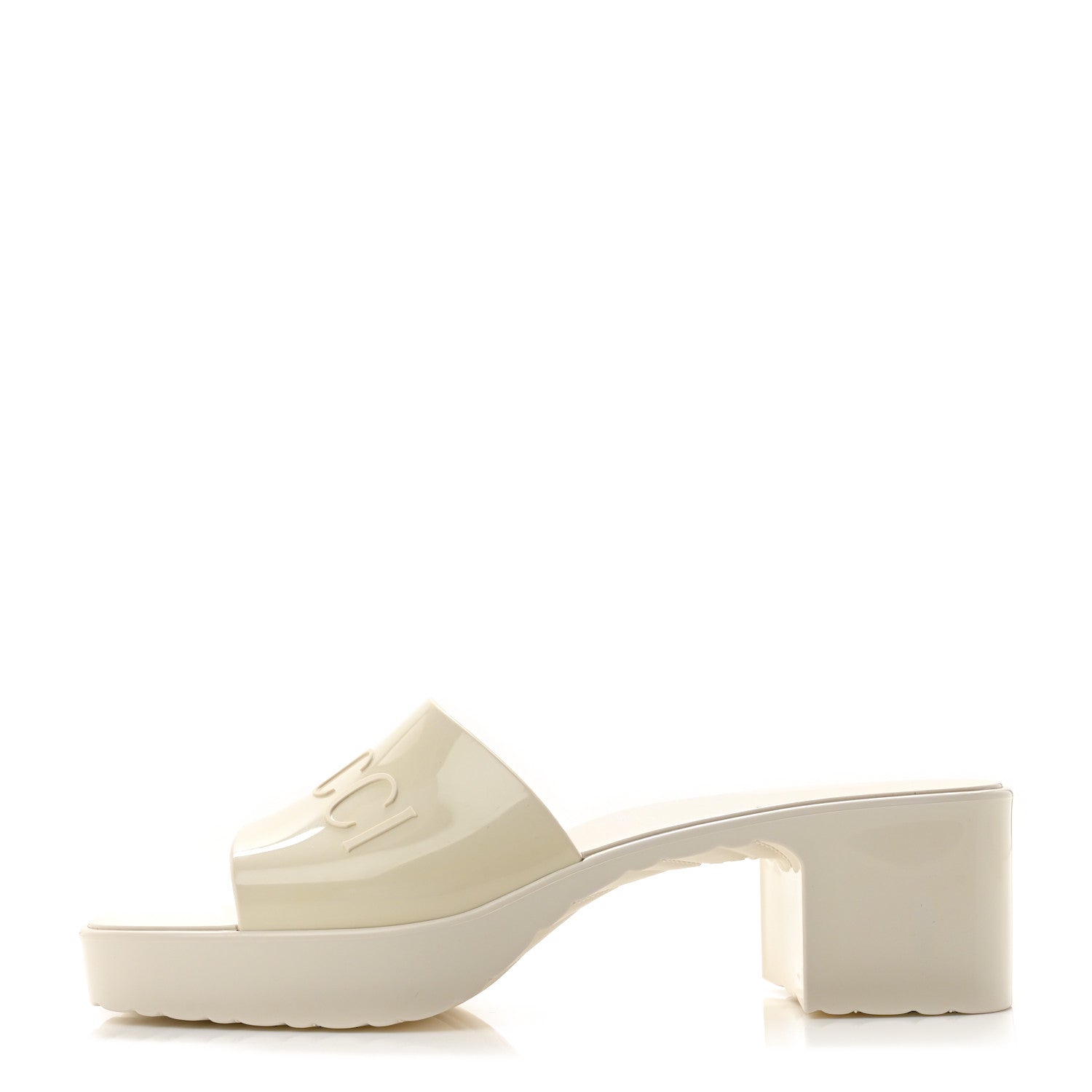 Gucci Rubber Gucci Logo Womens Platform 20/60mm Slide Sandals 40 Mystic White 1 of 10