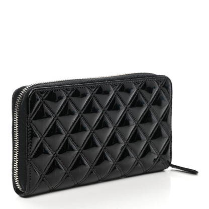 Chanel Patent Quilted Large Gusset Zip Around Wallet Black 3 of 10