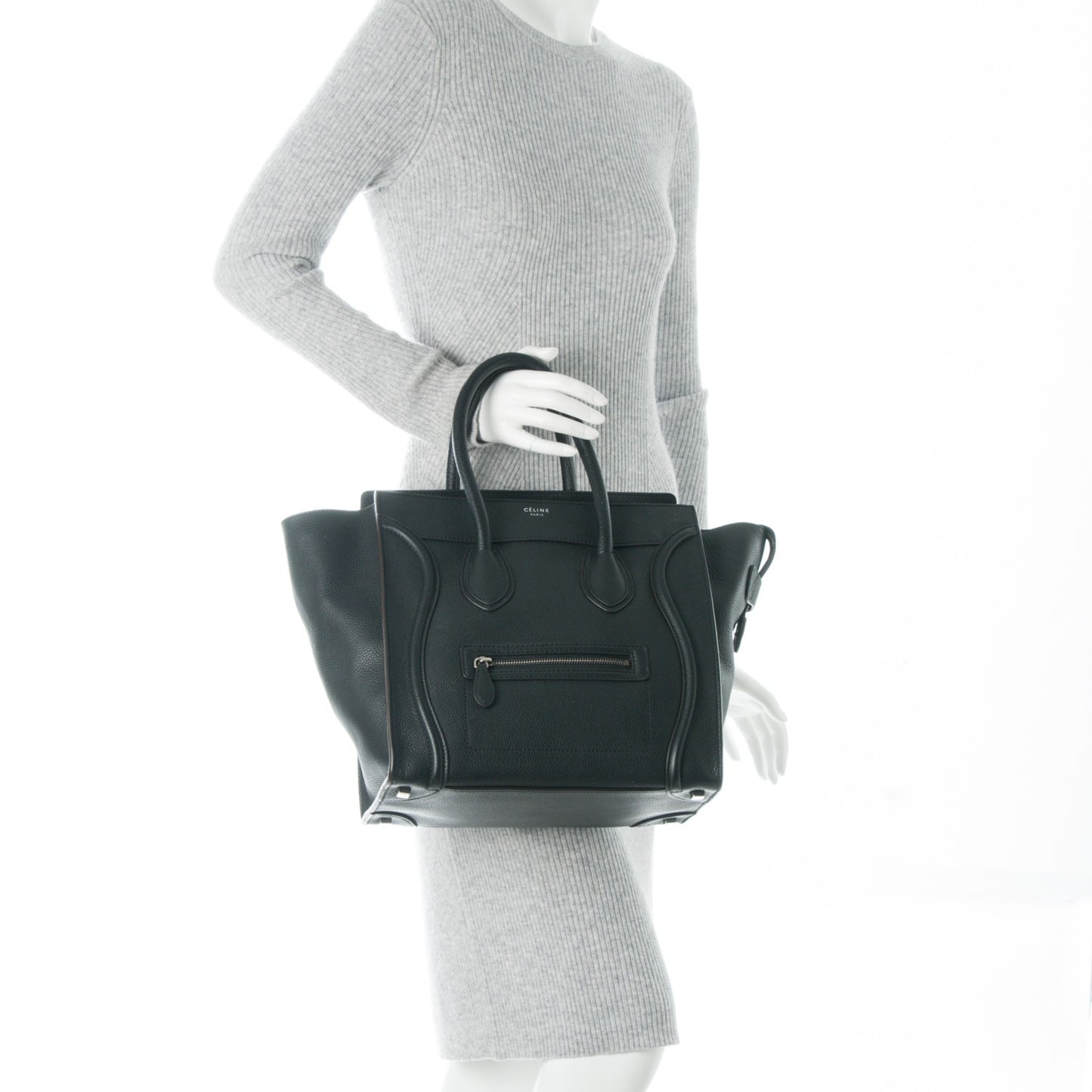 Drummed Calfskin Mini Luggage Black