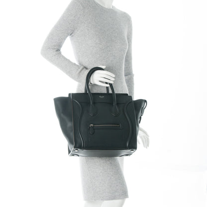 Celine Drummed Calfskin Mini Luggage Black 2 of 6