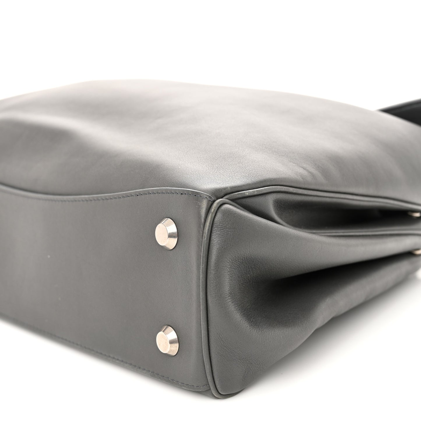 Natural Smooth Calfskin Medium Rodeo Top Handle Handbag Grey