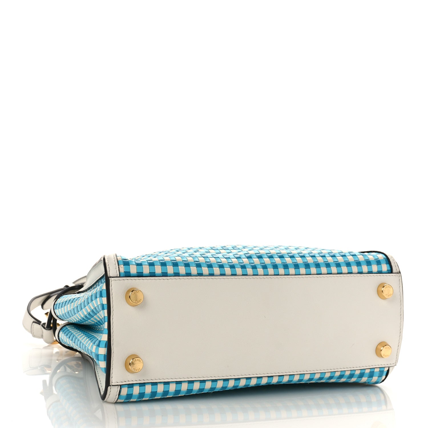 Fendi Vitello Woven Medium Peekaboo Iconic Essentially Satchel Blue 4 of 10