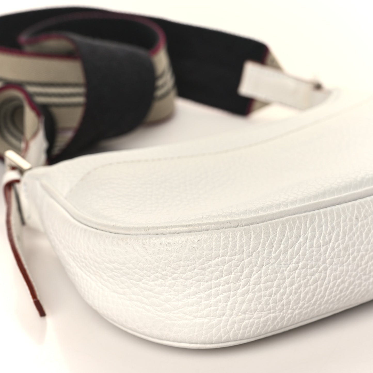 Grainy Calfskin Crossbody Bag White