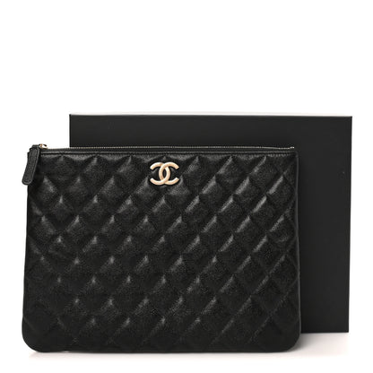 Chanel Caviar Quilted Studded CC Medium Cosmetic Case Black 9 of 9