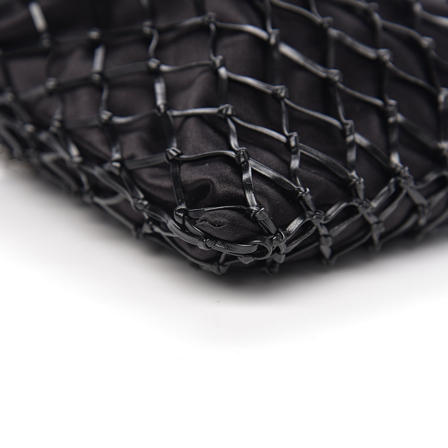Satin Net Chain Bag Black