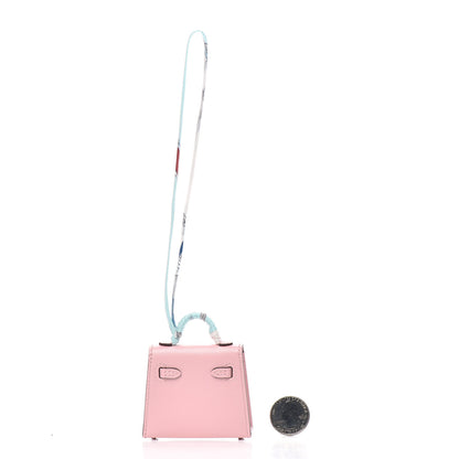Hermes Tadelakt Mini Kelly Twilly Bag Charm Rose Sakura 2 of 5