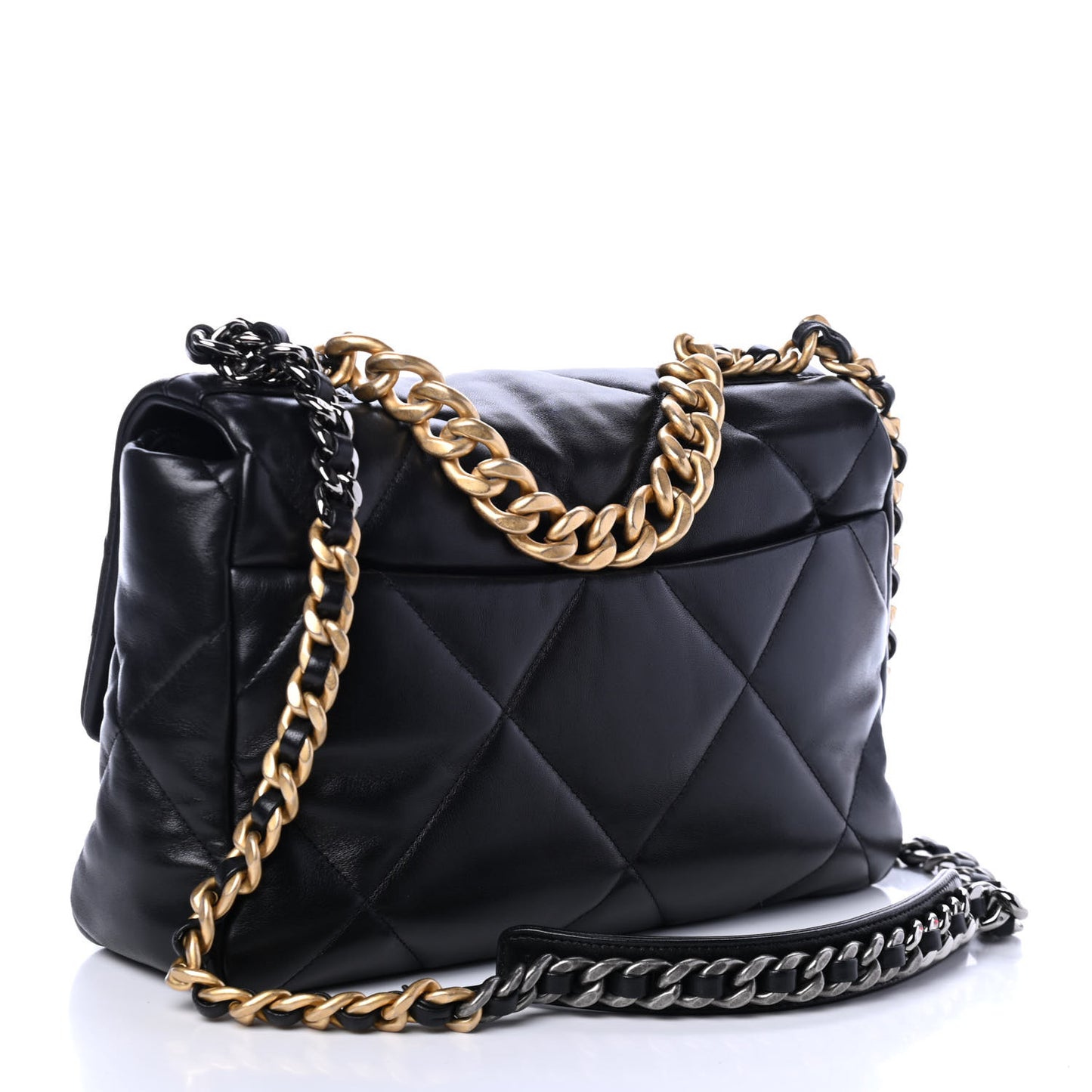 Lambskin Quilted Large Chanel 19 Flap Black