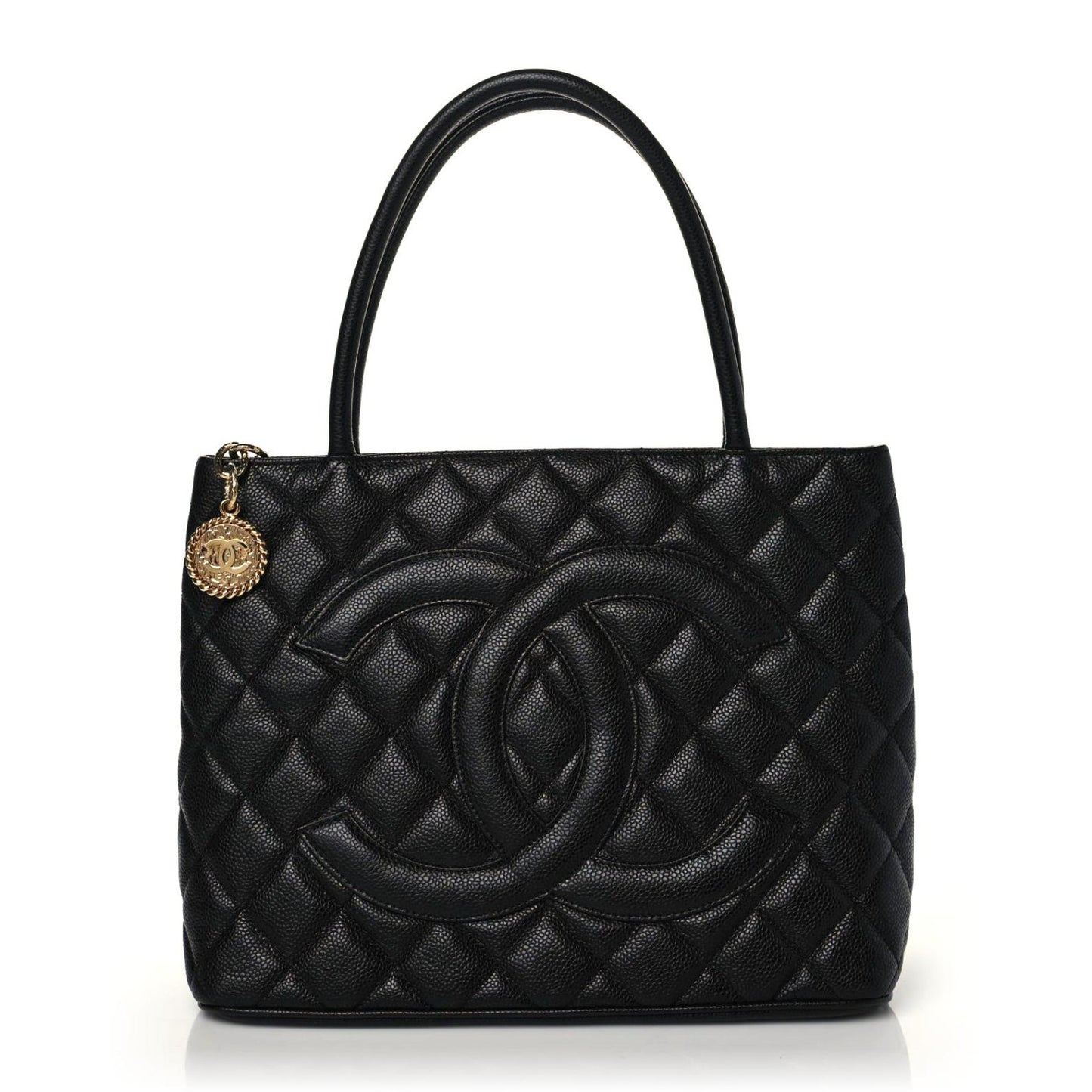 Caviar Quilted Medallion Tote Black