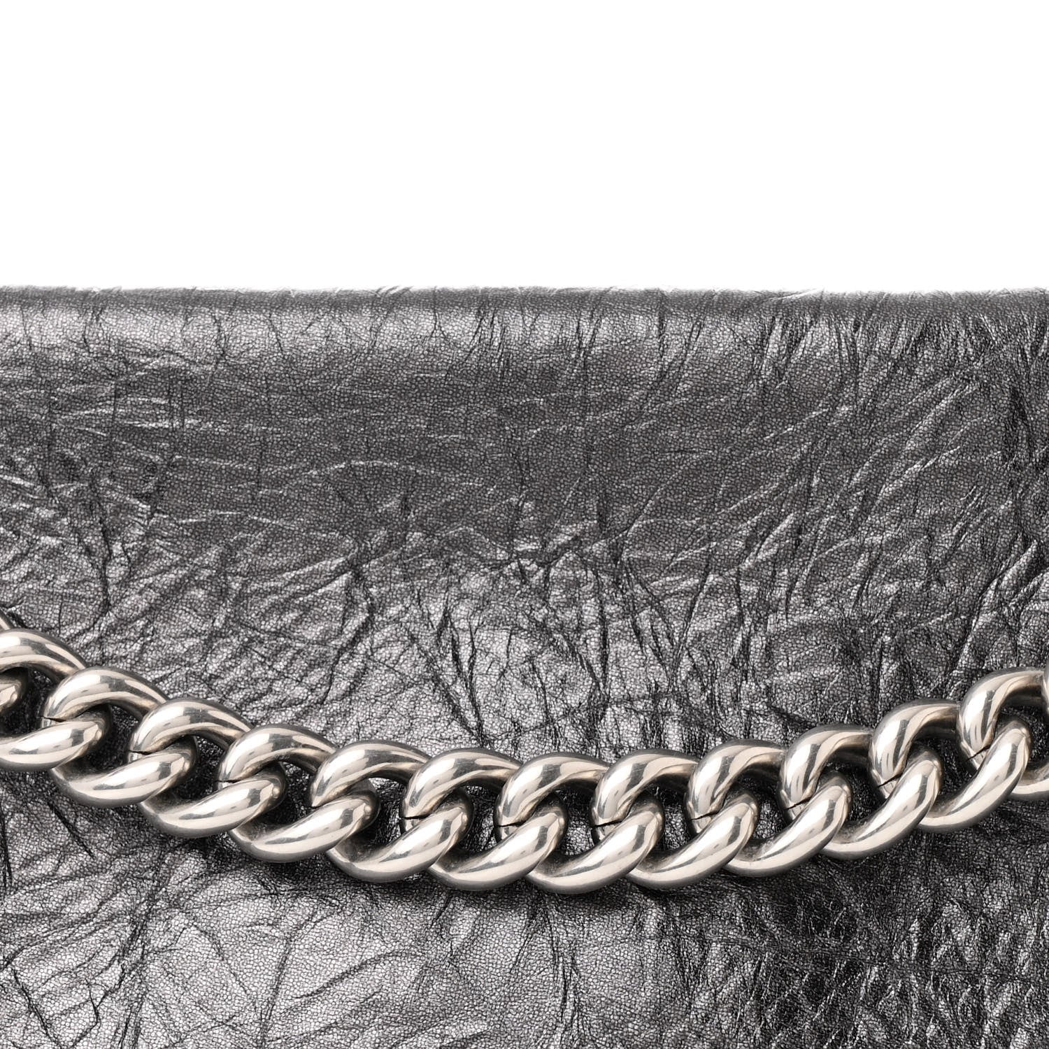 Balenciaga Metallic Crushed Calfskin Quilted Small Crush Chain Bag Steel Grey 10 of 12