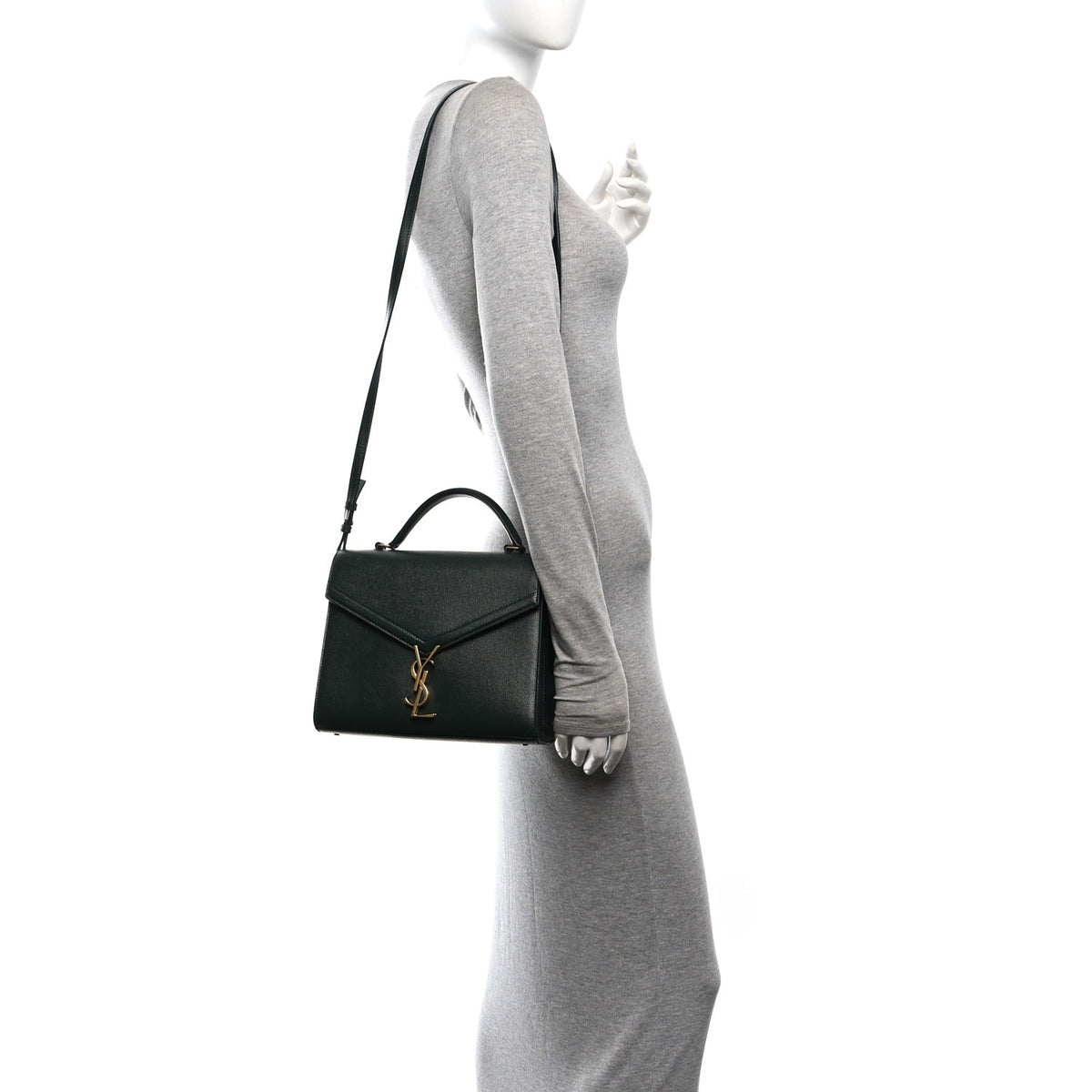 Grain de Poudre Medium Classic Monogram Cassandra Top Handle Vert Fonce