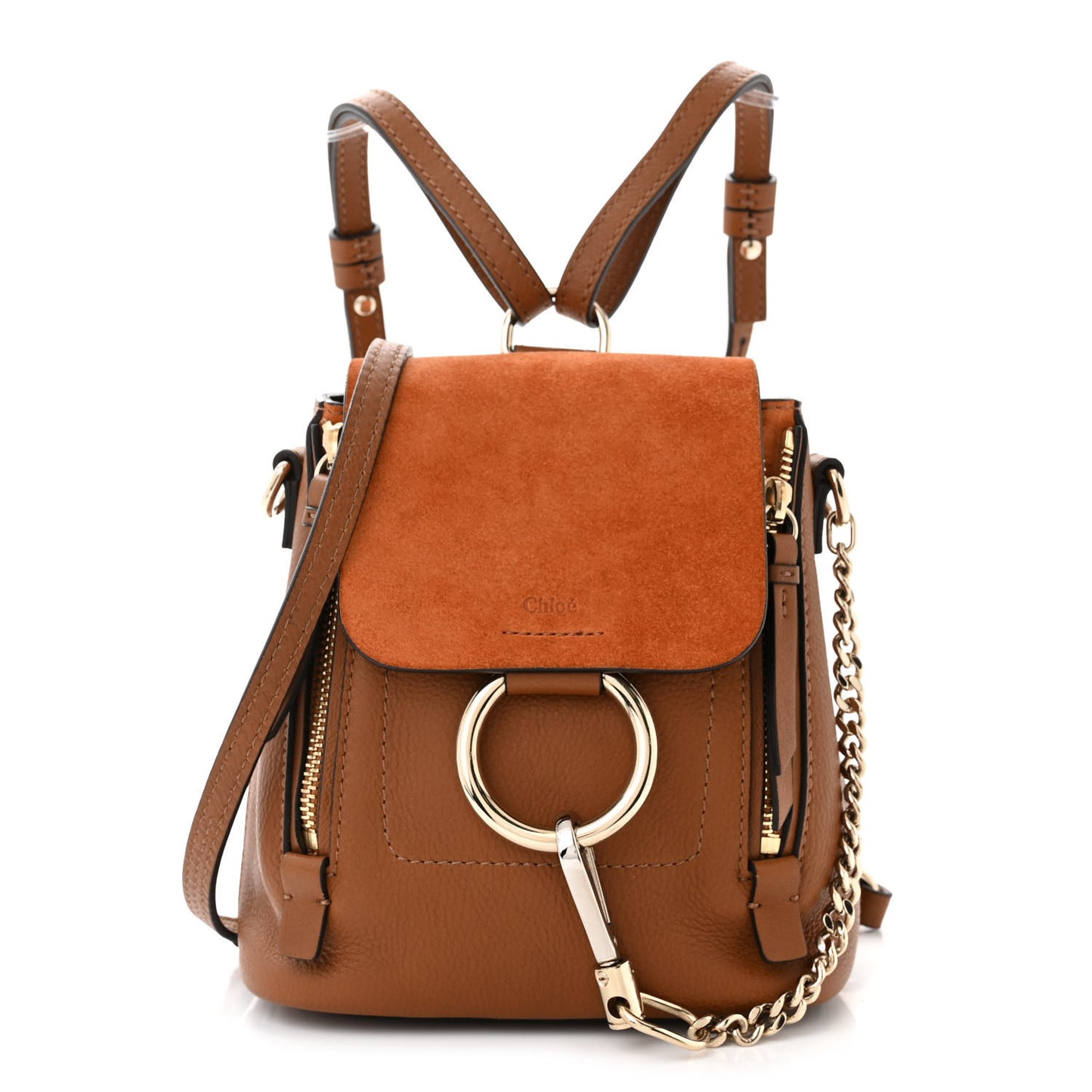 Suede Calfskin Mini Faye Backpack Tan