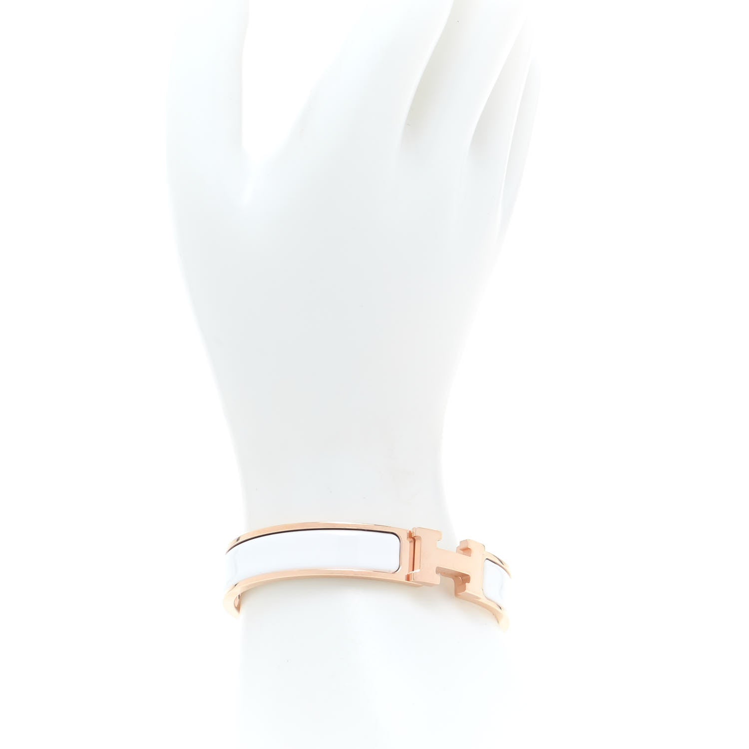 Hermes Enamel Narrow Clic Clac H Bracelet GM White 2 of 5
