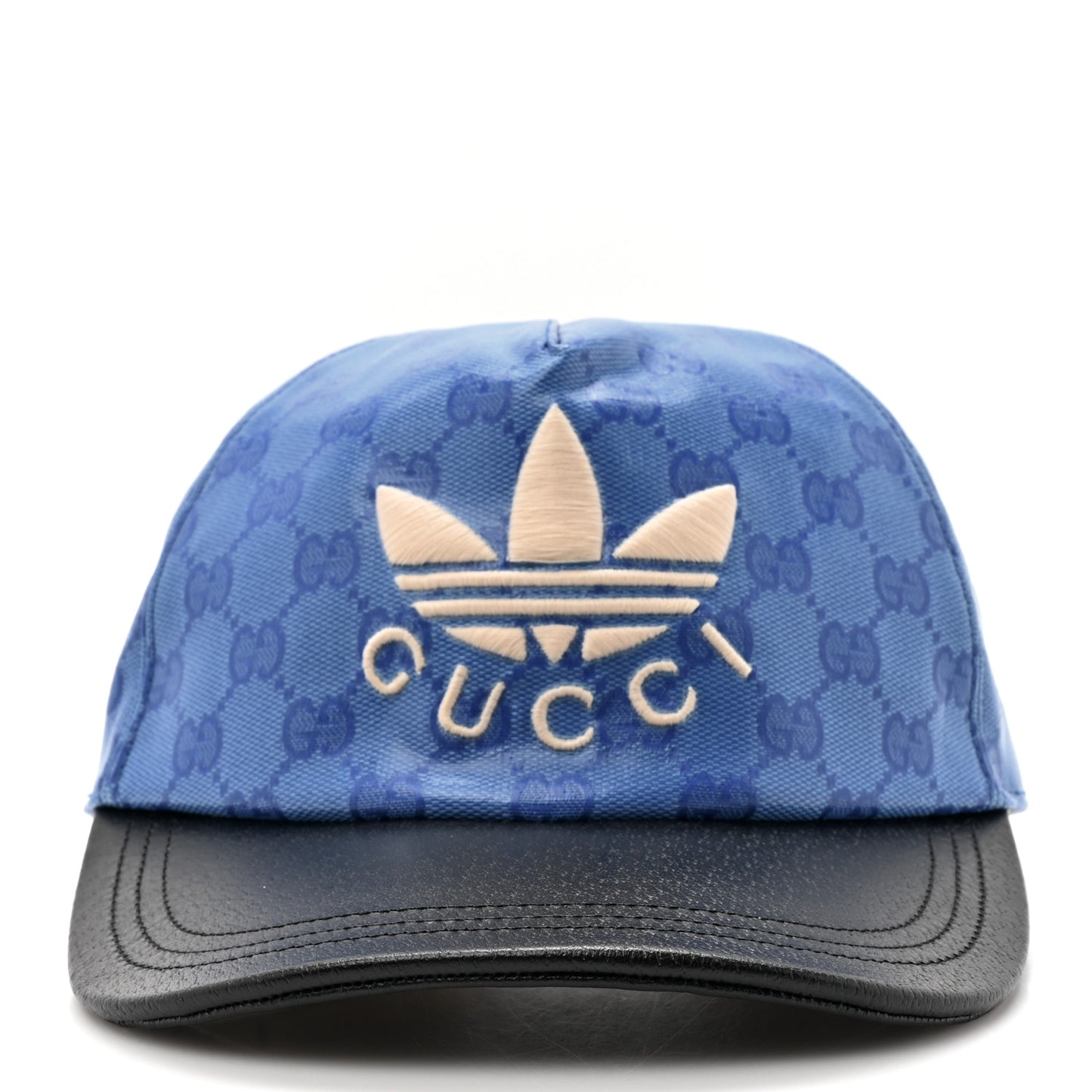 X ADIDAS Crystal Monogram Textured Dollar Calfskin Trefoil Embroidered Stefanos Baseball Hat XL Bright Splash Black