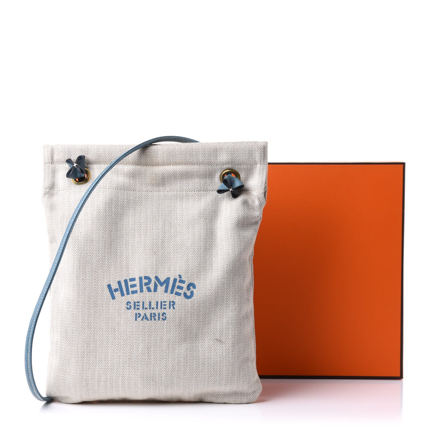 Hermes Canvas Aline Grooming Bag Craie Blue Jean 9 of 10