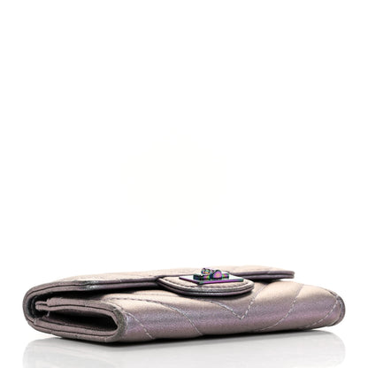 Chanel Iridescent Lambskin Chevron Quilted Reissue Card Holder Light Purple 4 of 11