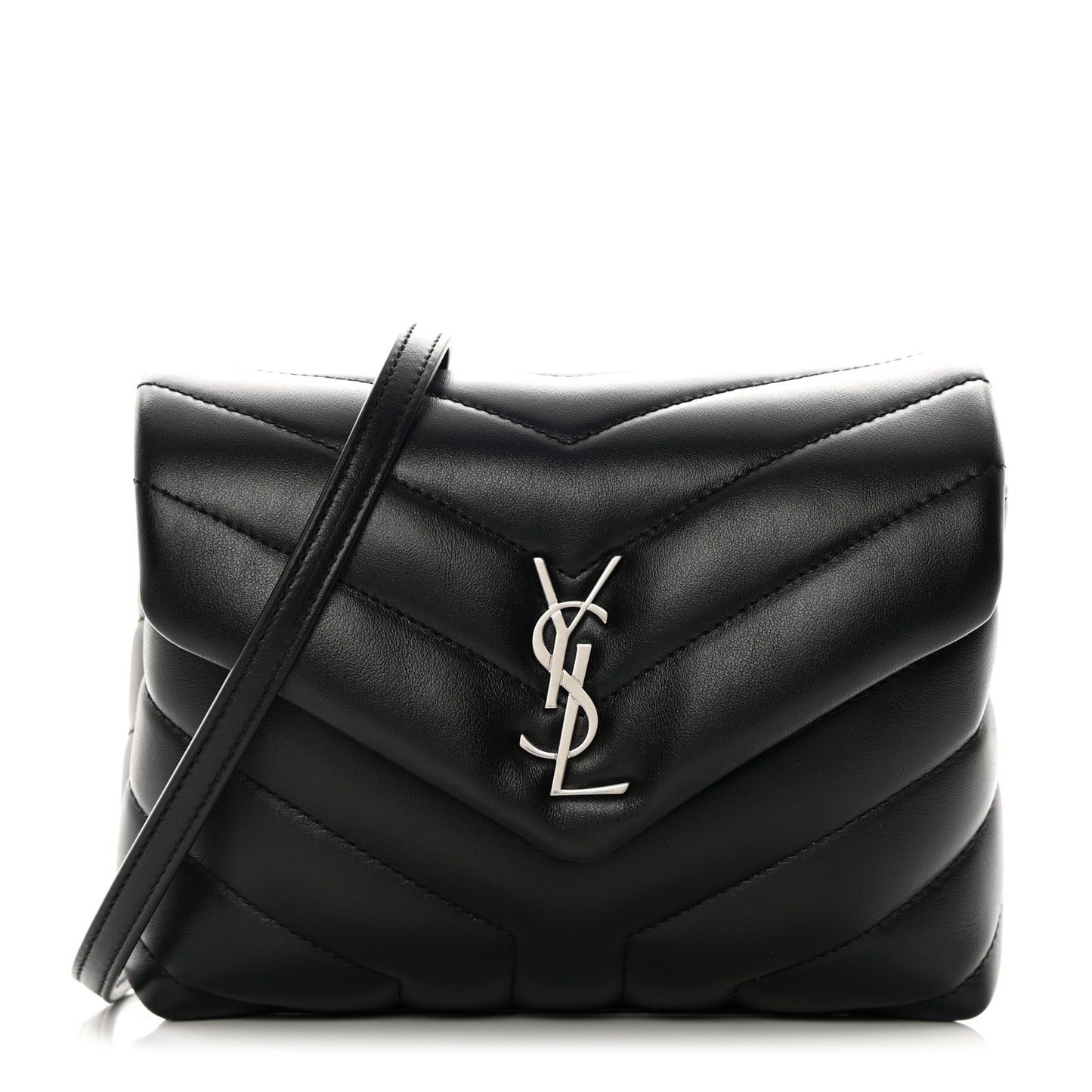 Calfskin Y Quilted Monogram Toy Loulou Crossbody Bag Black