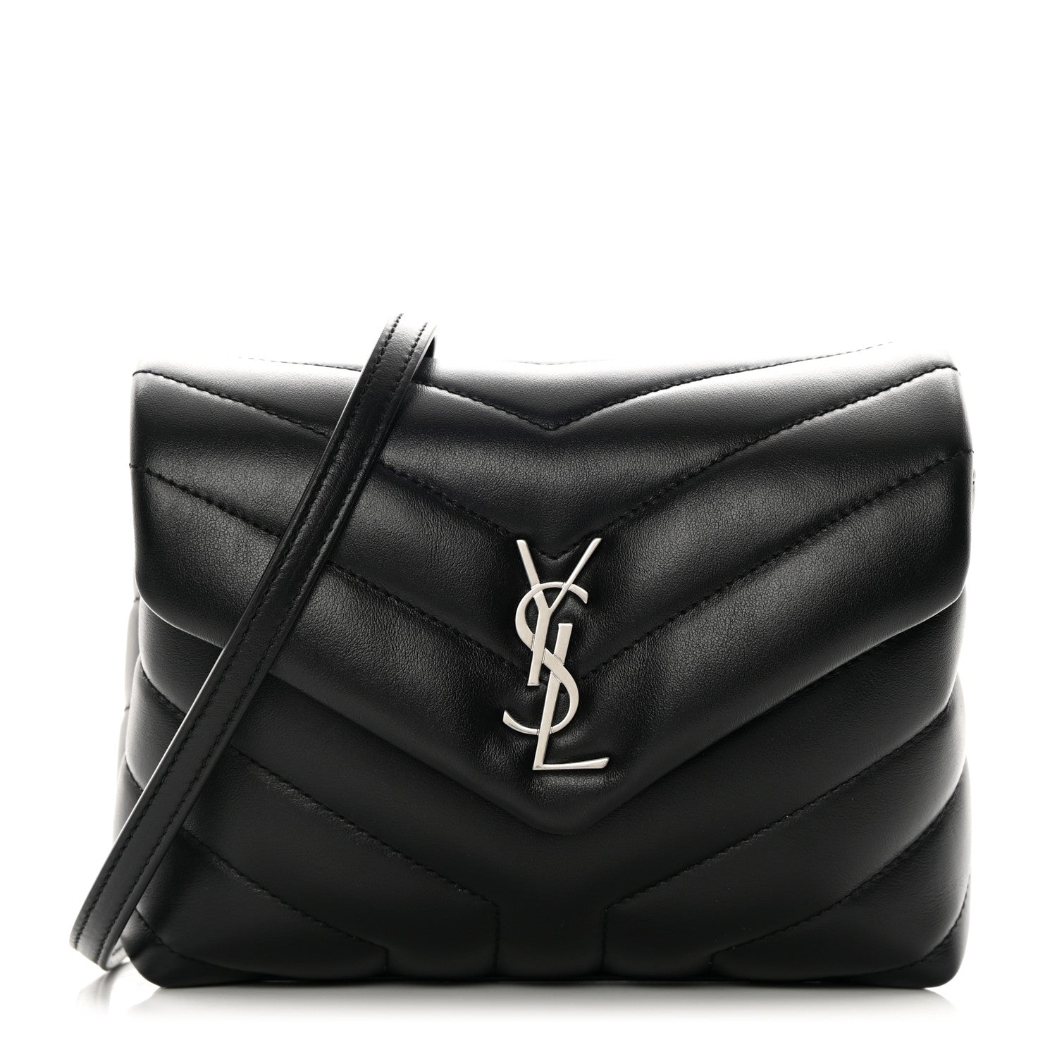 Saint Laurent Calfskin Y Quilted Monogram Toy Loulou Crossbody Bag Black 1 of 13