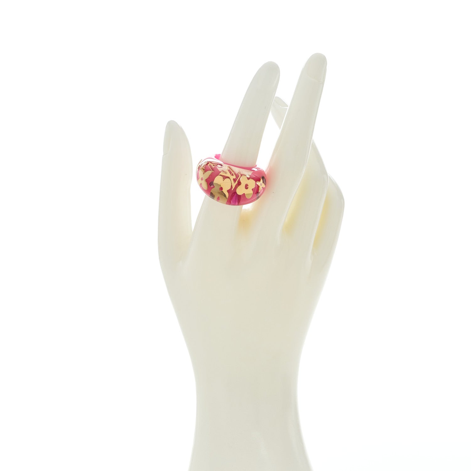 Louis Vuitton Resin Swarovski Crystal Inclusion Ring 53/6.5 Pomme D'Amour 2 of 3