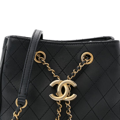 Chanel Calfskin Stitched Small Egyptian Amulet Drawstring Bag Black 8 of 11