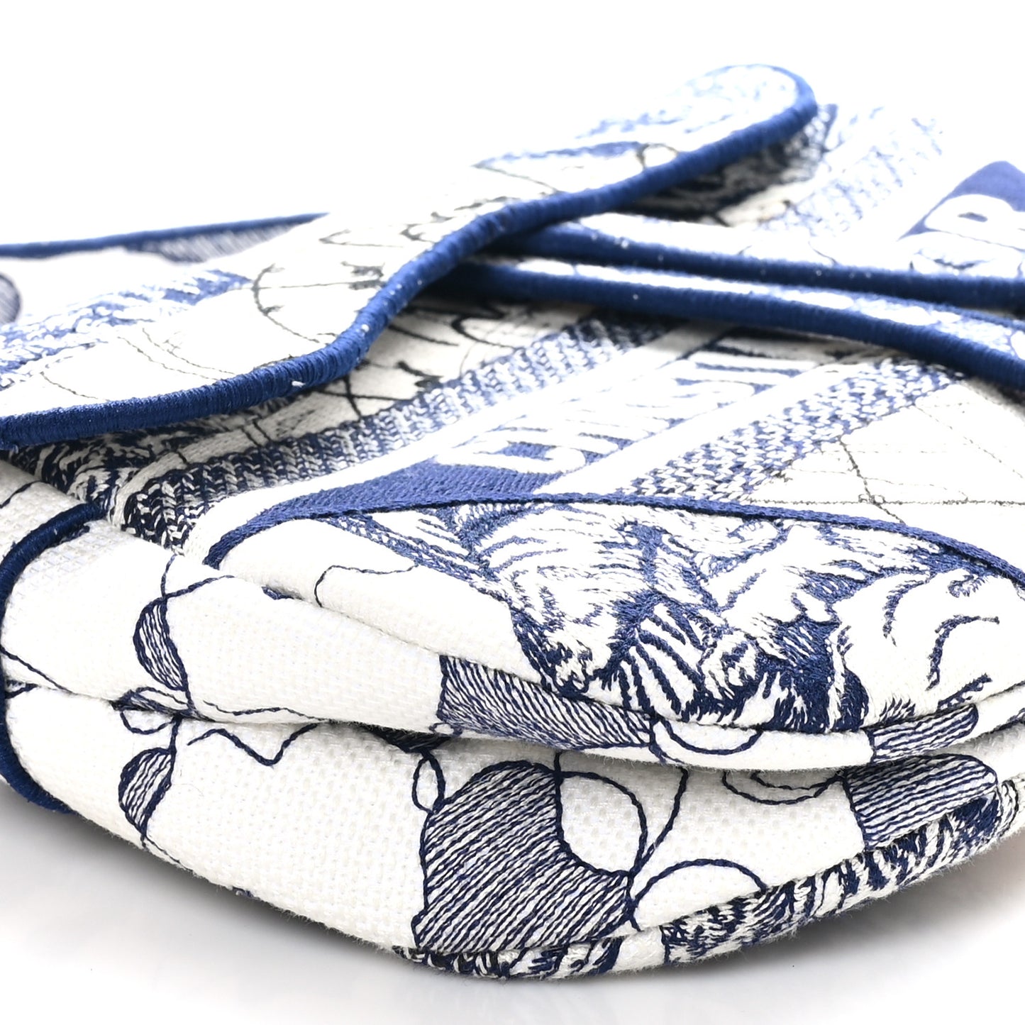 Canvas Embroidered Around the World Saddle Bag Blue